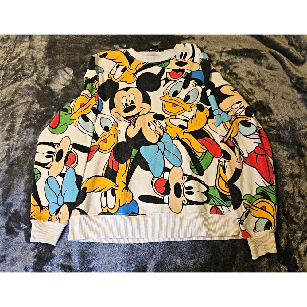 Disney Mickey Mouse All-Over Print Crewneck Sweatshirt Small